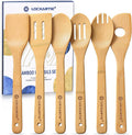 Wooden Spoons for Cooking Bamboo Utensils Set (6 Pieces) - Essential