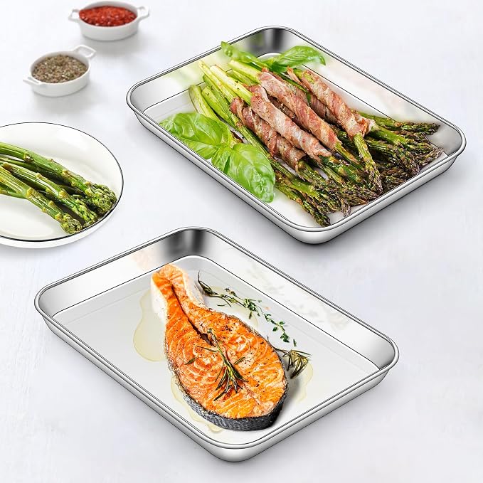 Homikit 2 Pack Baking Sheet, 10 x 8 Inch Stainless Steel Cookie Tray Set - Image 4