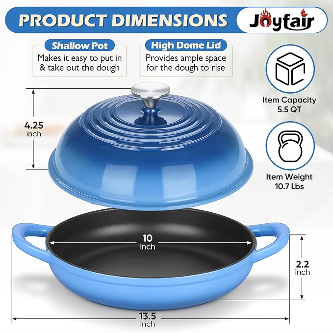 Bread Dutch Oven for Sourdough Baking, Joyfair Enameled Cast Iron Dutch Oven Pot - Image 7