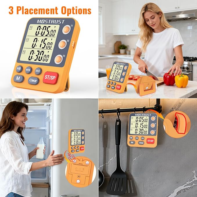 Digital Dual Kitchen Timer, 3 Channels Countdown Triple Timer - Image 6