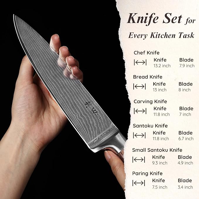 Wakoli EDIB 6-Piece Damascus Knife Set – Professional Chef Knives Set - Image 4