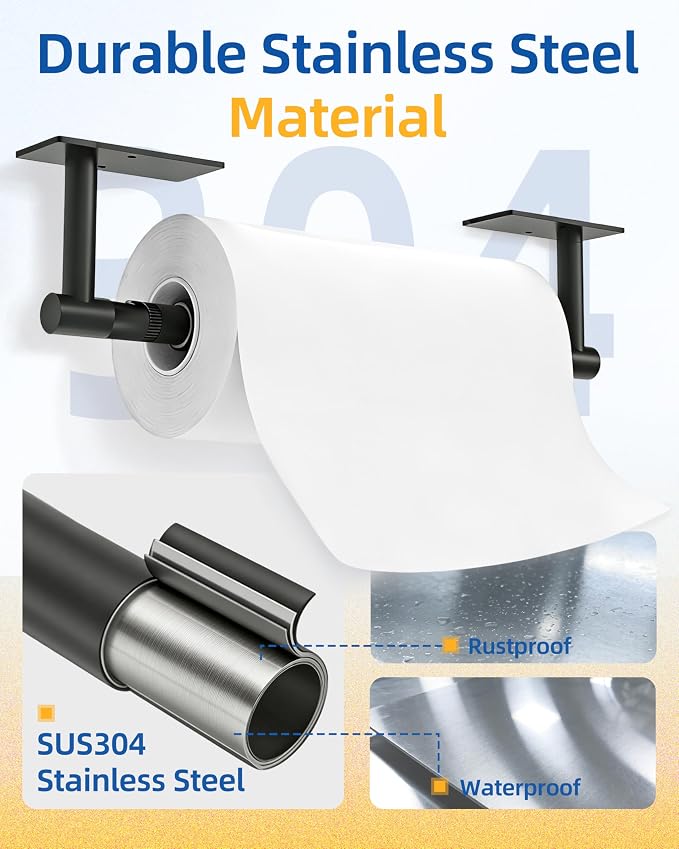 RUACQ Paper Towel Holder Under Cabinet, One Hand Tearing Paper Towel Holder - Image 5