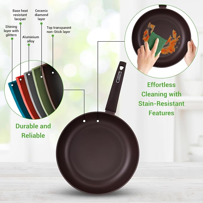 NutriChef Professional 12-Piece Brown Nonstick Cookware - Image 5