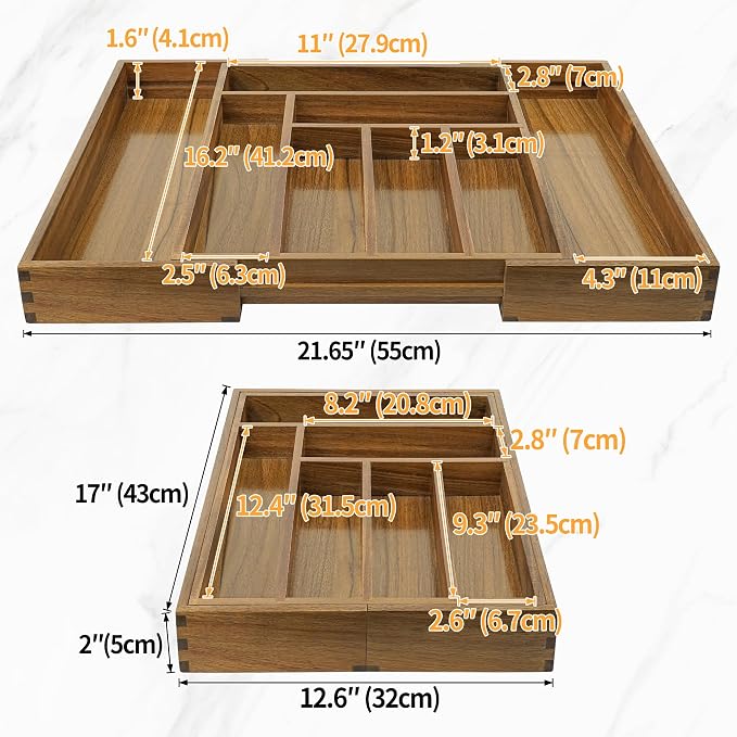Luxury Acacia Kitchen Drawer Organizer - Image 5