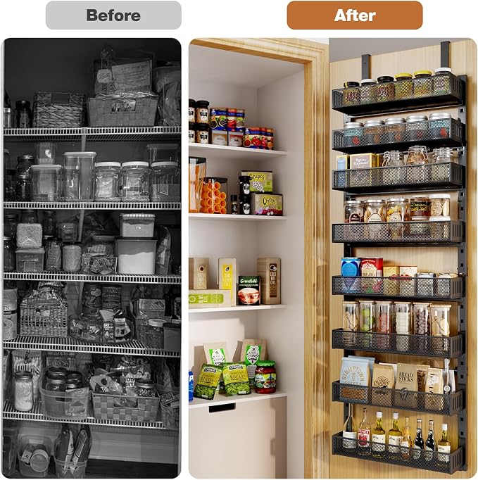 Pantry Door Organizers and Storage, 8-Tier Large Metal Heavy-Duty Frame Over - Image 7