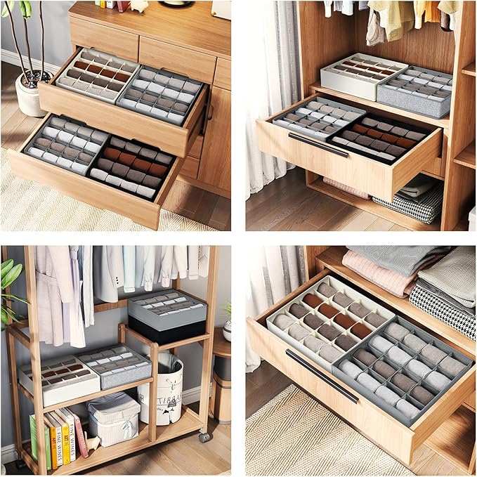 Joyoldelf Sock Drawer Organizer Divider Underwear Organizer 16-cell Fabric - Image 6