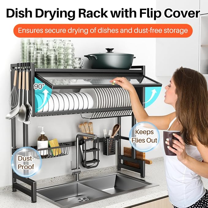 Over The Sink Dish Drainer Drying Rack 3 Tiers - Image 3