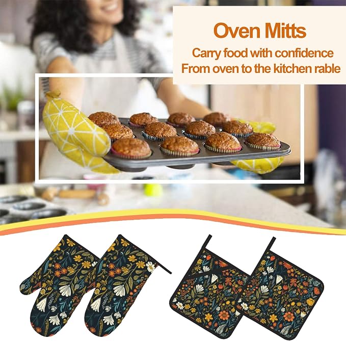 Vintage Flowers Oven Mitts and Heat Resistant Pads - Image 7