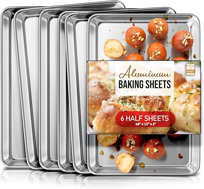 Eatex Aluminum Baking Sheet Set, 6 Pack Cookie Sheet Set, 18” x 13” Steel by Eatex