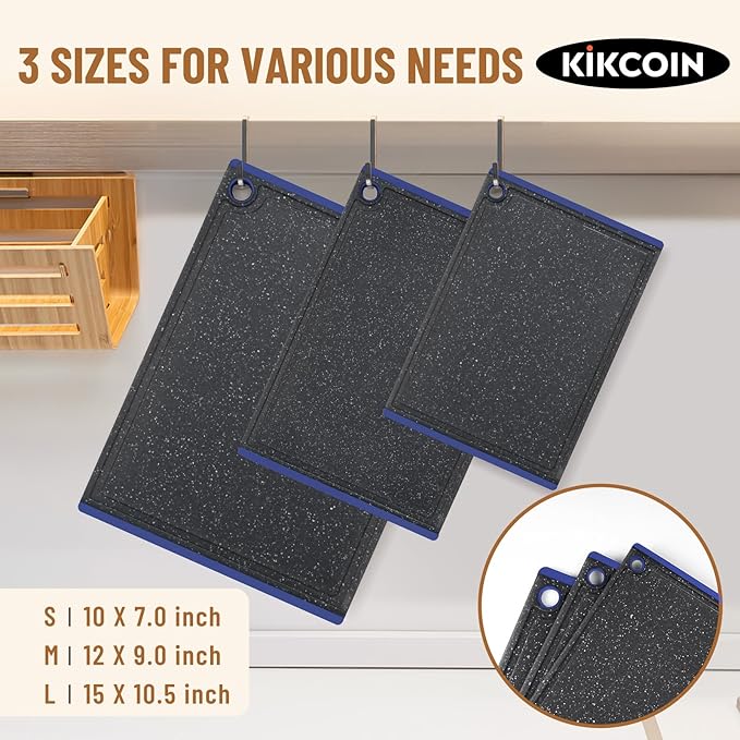 Kikcoin Plastic Cutting Boards for Kitchen, 3-Piece Large Cutting Board Set - Image 2