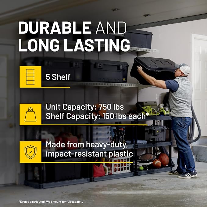 Plano 5-Shelf Plastic Storage Shelves, 73” x 36” x 18”, 750lb Capacity - Image 3