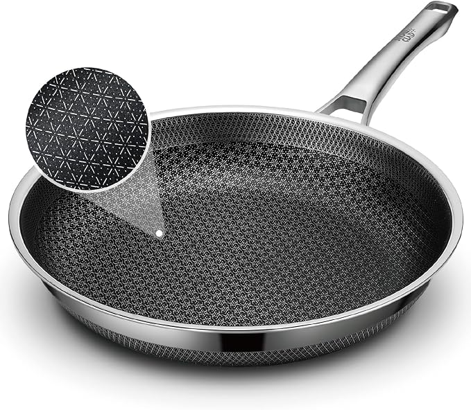 SNOWCLAD 12 Inch Hybrid Nonstick Frying Pan, Stainless Steel Skillet, by SNOWCLAD