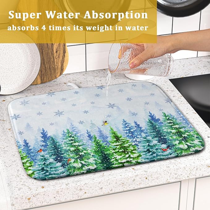 Winter Dish Drying Mat Forest Kitchen Mat - Image 7