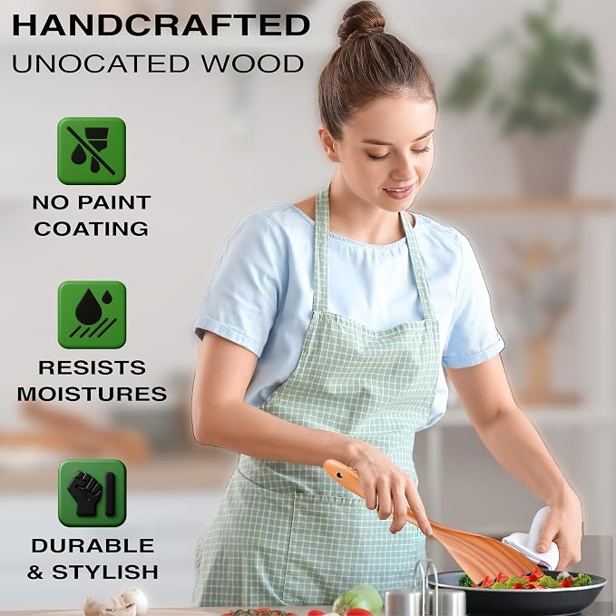 9-Piece Teak Wooden Utensil Set – Wooden Spoons - Image 8