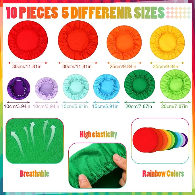 Patelai 10 Pcs Bowl Covers Reusable in 5 Size Stretch Cloth Fabric Elastic Food - Image 2