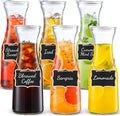 Set of 6 Glass Carafe with Lid, 1 Liter Beverage Serveware Carafe, Cold Water by NETANY