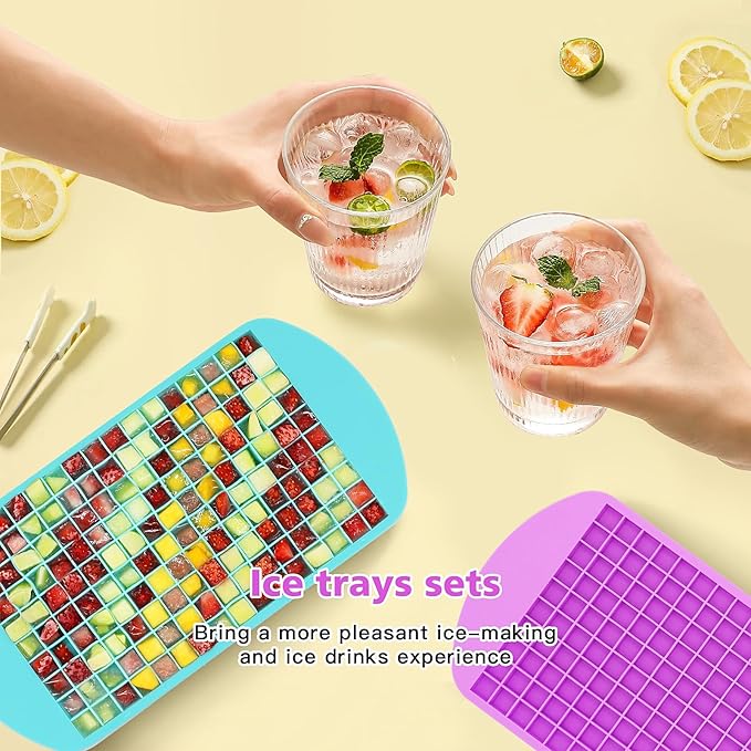 Mini Ice Cube Trays Set of 2-160 Small Ice Cubes Silicone Mold - Image 3