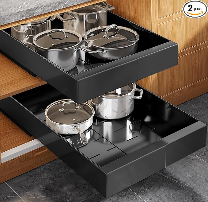 Seinloes 2 Pack Expandable Pull Out Cabinet Organizer 21" Deep by Seinloes