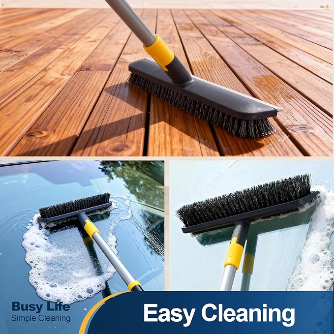 Yocada Floor Scrub Brush Telescopic Handle 2 in 1 Scrape Brush Stiff Bristle - Image 7