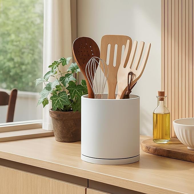 D'vine Dev 360° Rotating Utensil Holder – 7.2" Kitchen Utensil Crock - Image 3