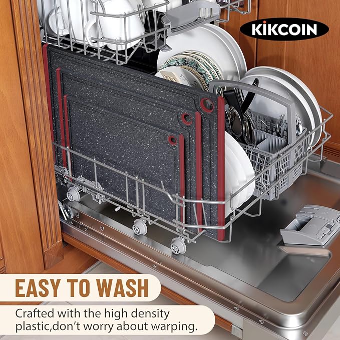 Kikcoin Plastic Cutting Boards for Kitchen, 3-Piece Large Cutting Board Set - Image 6