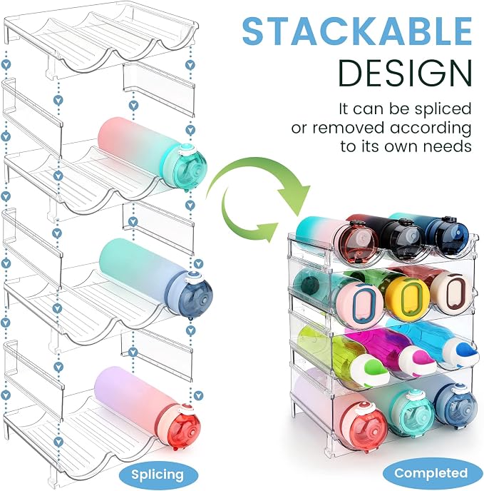 spospo Water Bottle Organizer for Cabinet, 4 Pack Water Bottle Organization and - Image 2