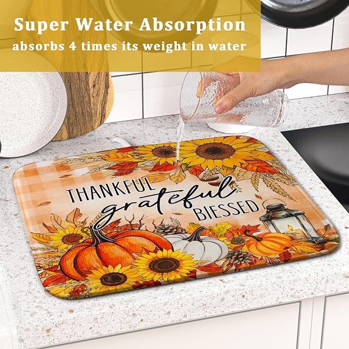 Giwawa Autumn Pumpkins Dish Drying Mat - Image 7