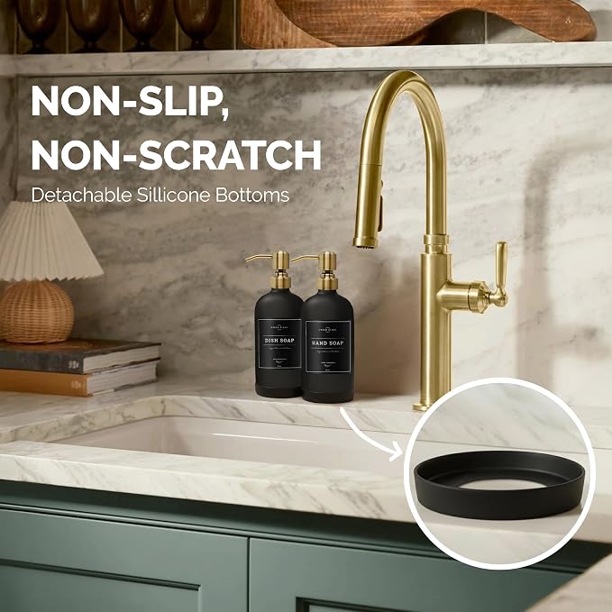 Vine Creations Black Glass Soap Dispenser, 2 Pack Kitchen Soap Dispenser Set - Image 3