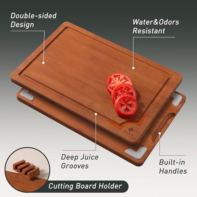 3 Packs Bamboo Cutting Board Set - Image 4