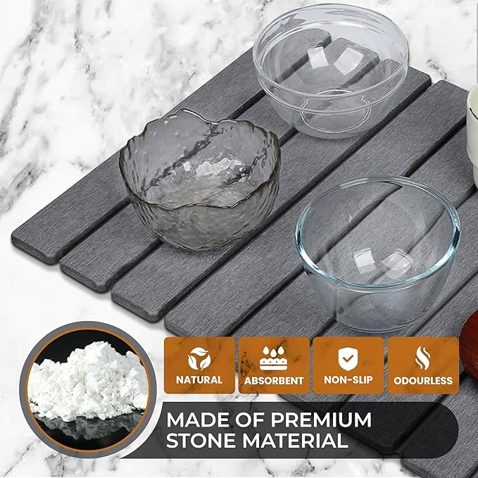 Large Stone Dish Drying Mat for Kitchen Counter, Instant Drying Pad, Super - Image 6