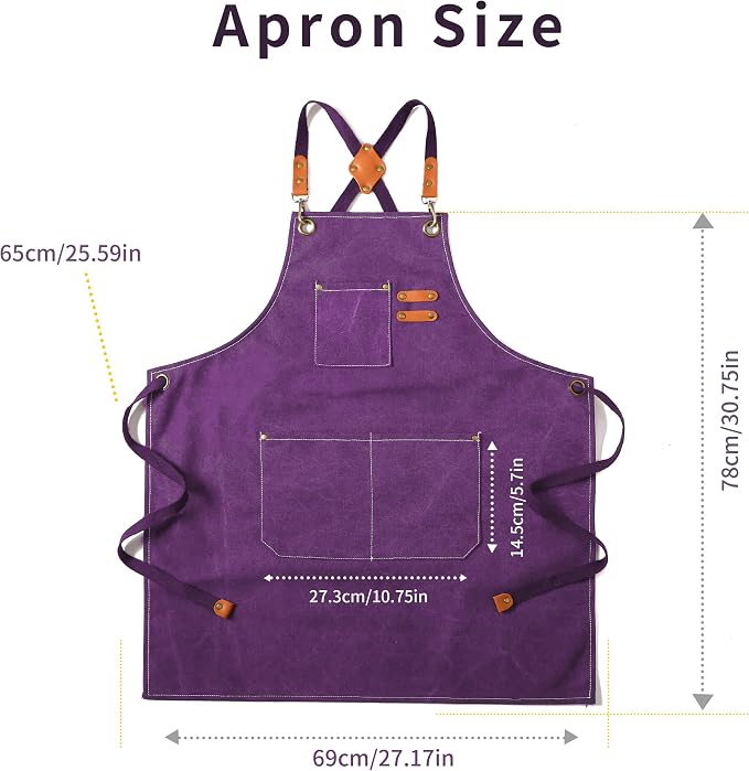 Tosewever Canvas Cross Back Chef Cotton Aprons - Image 5