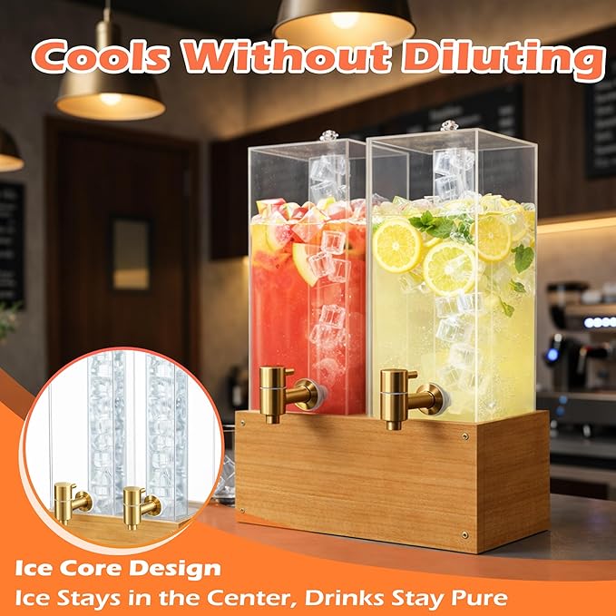 Beverage Dispenser with Stand, 4 Gallon Dual Drink Dispenser Stand, Large Drink - Image 2