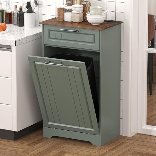 Single 10 Gallon Tilt Out Trash Can Cabinet - Image 8
