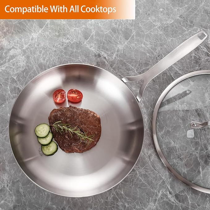 DELARLO Tri-ply Stainless Steel Frying Pan Set - Image 5