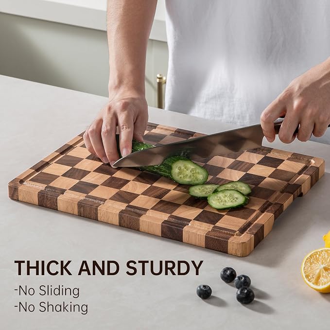 Checkerboard Cutting Boards for Kitchen, Acacia Wooden Cutting Board, End Grain - Image 2