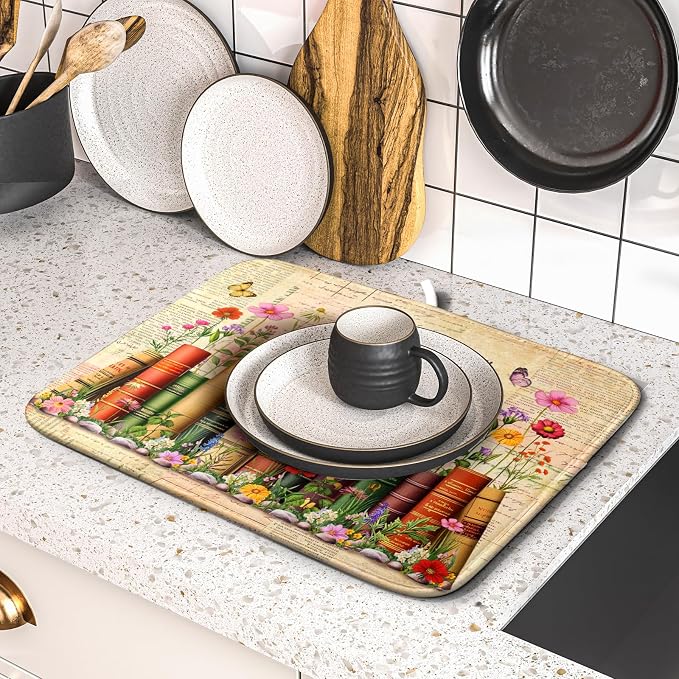 Colorful Books Kitchen Drying Mat - Image 5