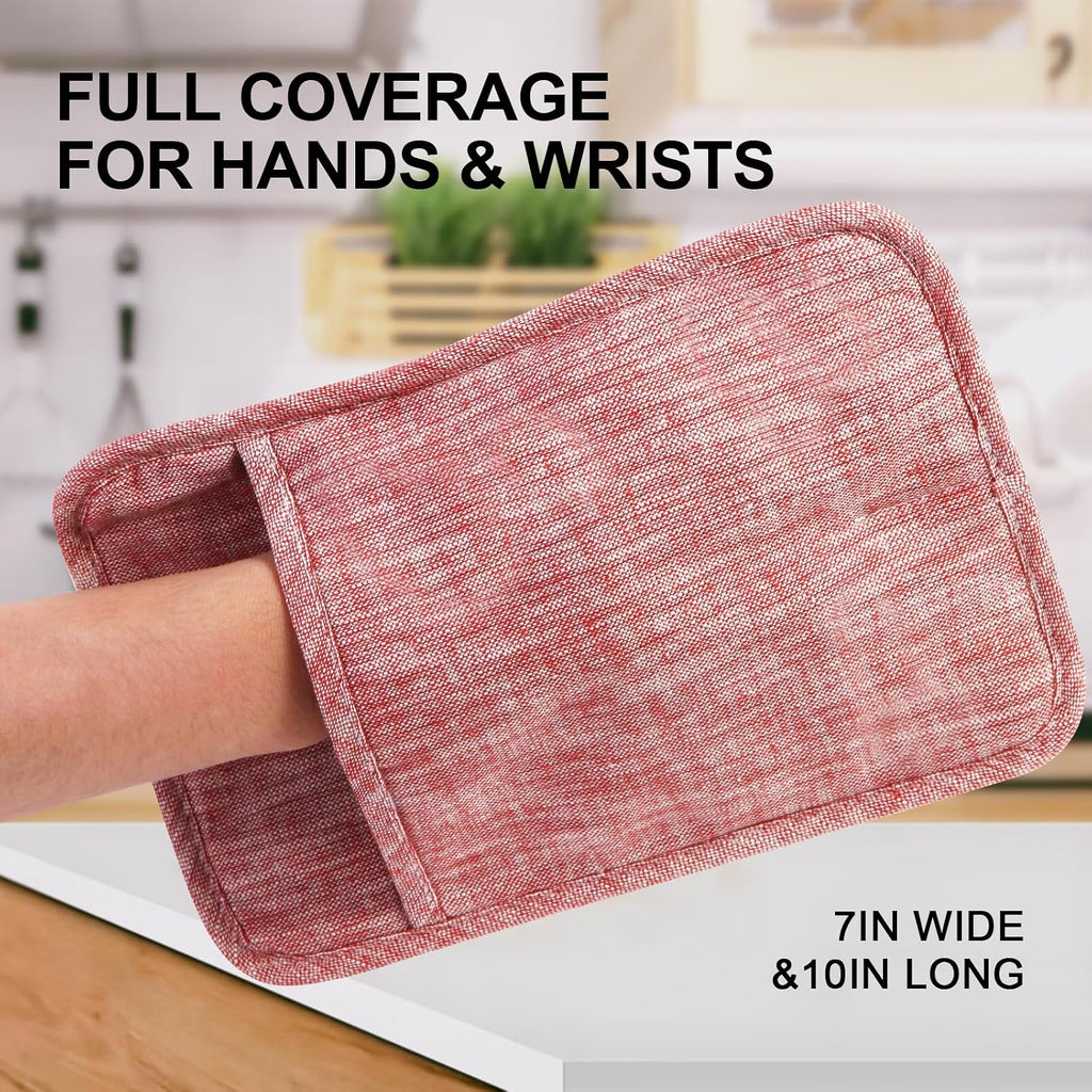 4Pcs Heat Resistant Oven Mitts & Potholders (Up to 500°F), Flexible