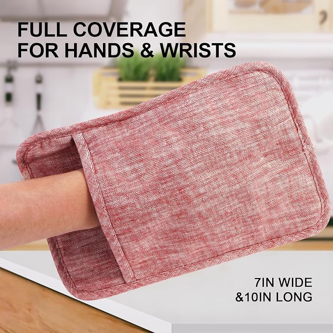 4Pcs Heat Resistant Oven Mitts & Potholders, Flexible Kitchen Accessories - Image 6
