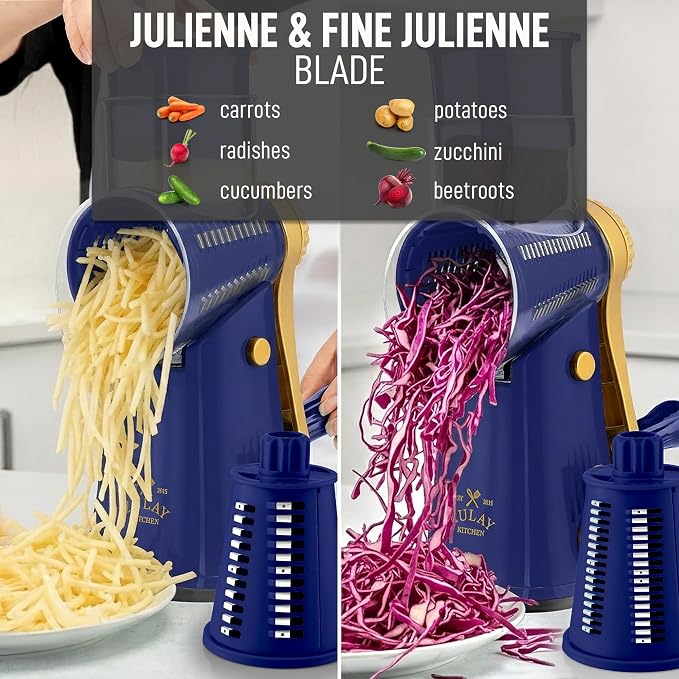 Zulay Kitchen Rotary Cheese Grater 5 Blade Cheese Shredder - Image 6