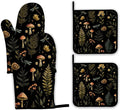 Mushroom Forest Plant Oven Mitts and Pot Holders, Dragonfly Heat Resistant Oven by Unknown