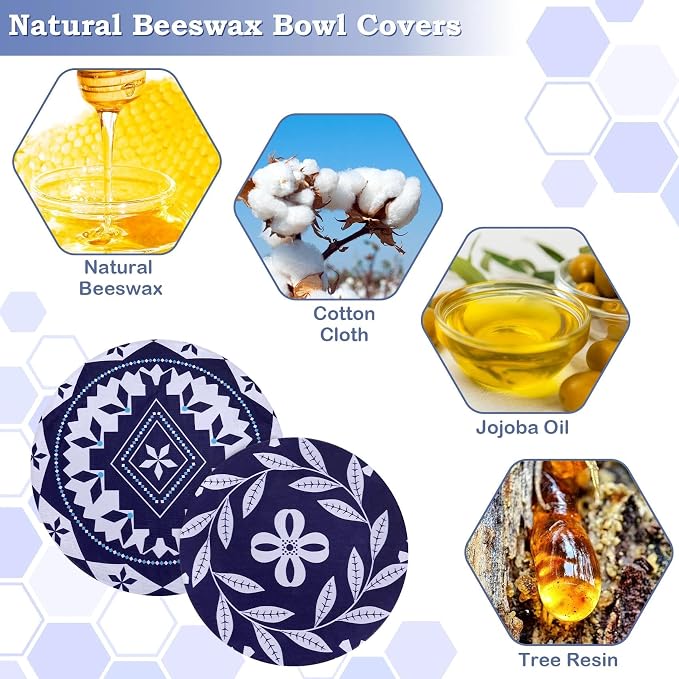 2 Large Reusable Beeswax Bowl Covers - Image 2