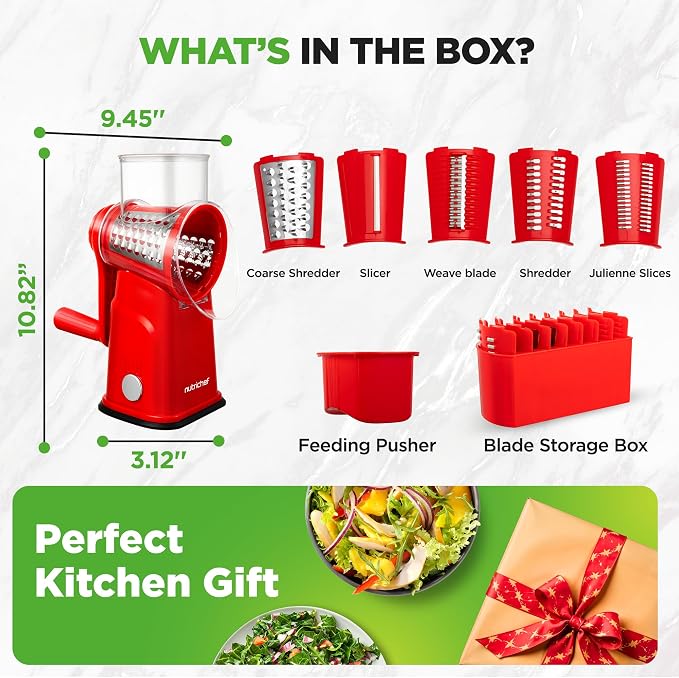 NutriChef 5 in 1 Cheese Grater & Shredder | 5 Different Blades - Image 8