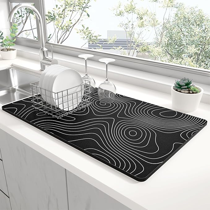 Rnivvi Dish Drying Mat for Kitchen Counter, XL 15 x 24" Cute Marble Super by Rnivvi