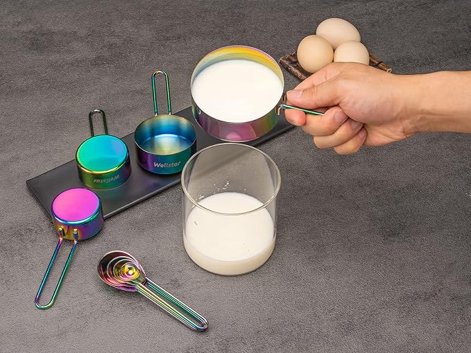 WELLSTAR Measuring Cups and Spoons Set of 8, Food Grade 18/8 Stainless Steel - Image 7