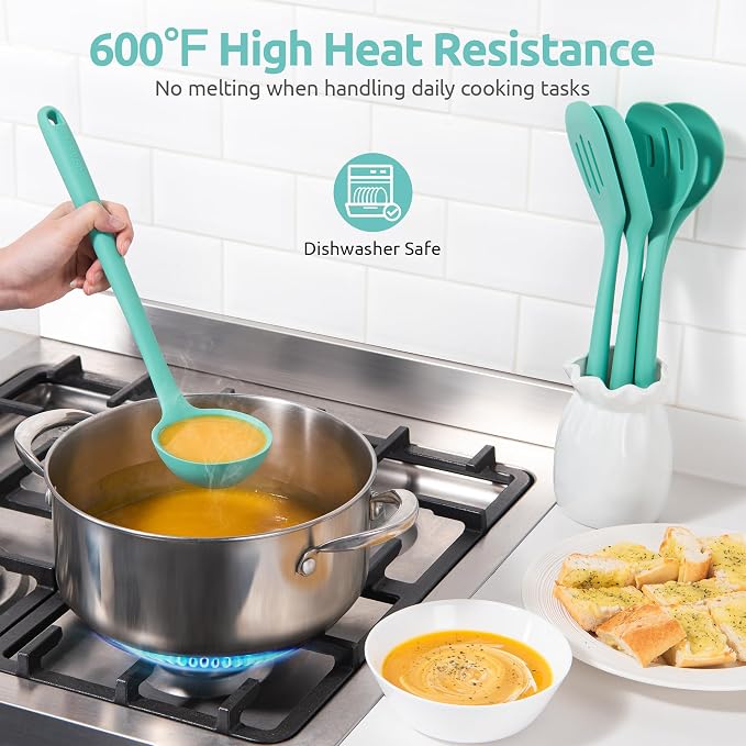 600ºF Heat Resistant Kitchen Utensil: U-Taste 13.6" Extra Long Silicone Cooking - Image 3