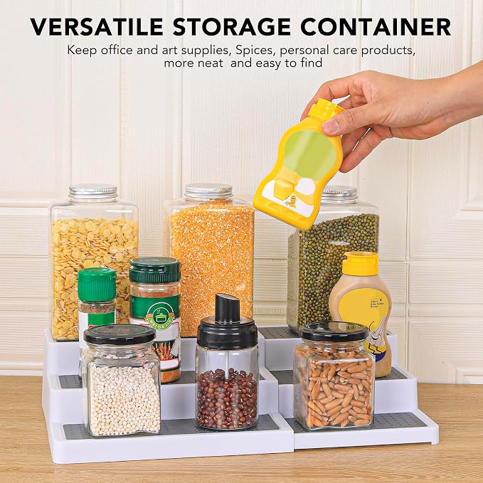CiWiVOKi 3-Tier Expandable Spice Rack, Plastic Spice Rack Organizer - Image 5