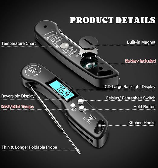 DOQAUS Digital Meat Thermometer, 2 Pack Instant Read Food Thermometer - Image 8