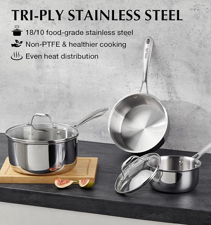 KOCH SYSTEME CS Triply Stainless Steel Saucepan, 3 Quart Stainless Steel Pot - Image 6