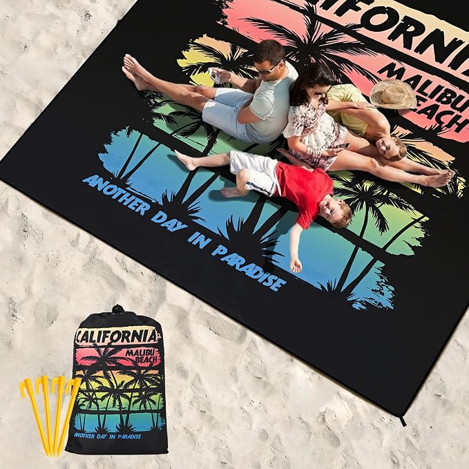 HIHOHO Beach Blanket Waterproof Sandproof Extra Large Beach Mat 79" X - Image 6
