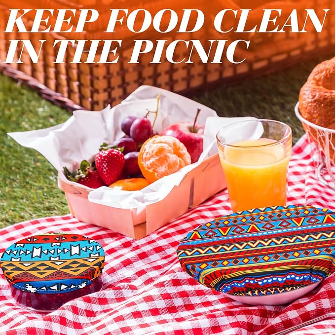 Patelai 10 Pcs Bowl Covers Reusable in 5 Size Stretch Cloth Fabric Elastic Food - Image 5